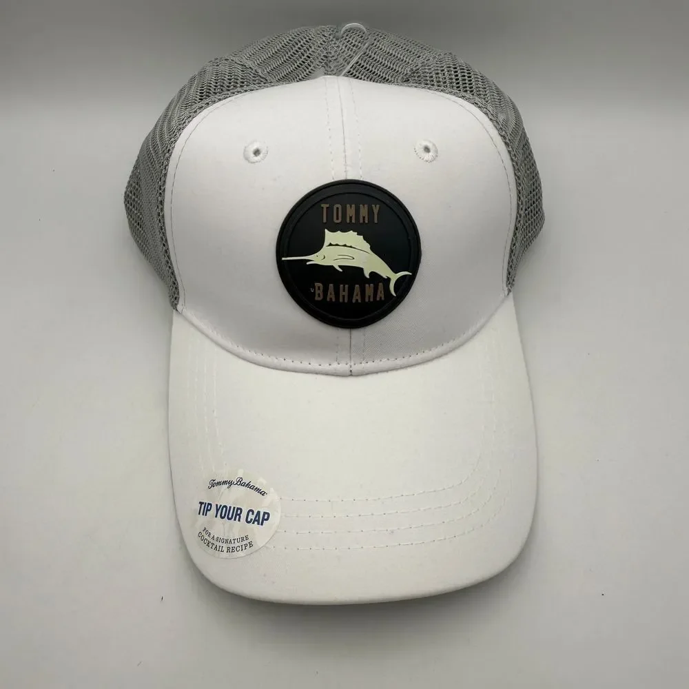 Tommy Bahama Mesh‎ Trucker Hat Snapback White Gray Island Life Cap One Size NEW